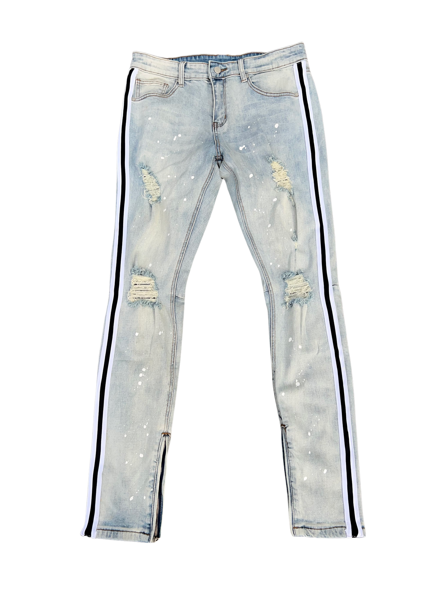 WFM “PAINT SPLATTER” TRACK JEANS (WHITE/BLACK)